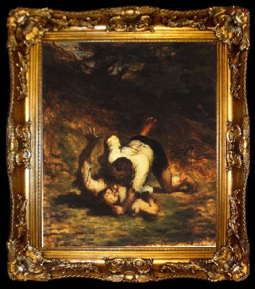 framed  Honore  Daumier The Thieves and the Donkey, ta009-2